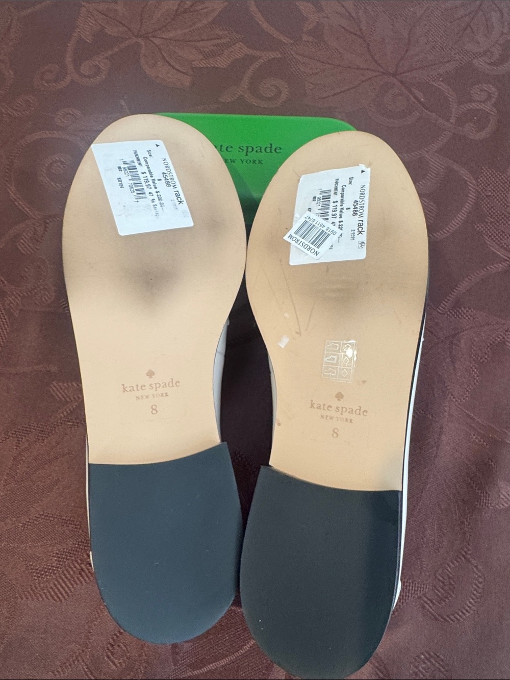 ♠️kate spade Cream Patent Leather Loafers Logo Accent. Ladies 8 - Picture 7 of 14